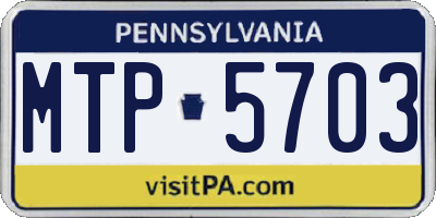 PA license plate MTP5703