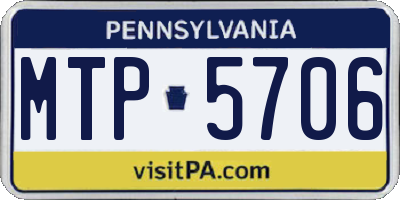 PA license plate MTP5706