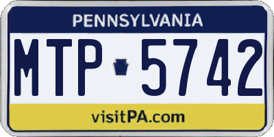 PA license plate MTP5742