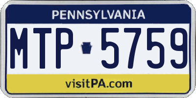 PA license plate MTP5759