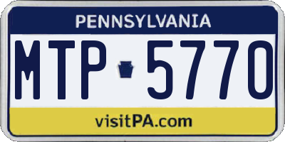 PA license plate MTP5770