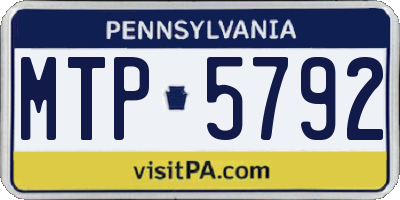 PA license plate MTP5792