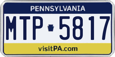 PA license plate MTP5817