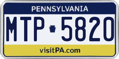 PA license plate MTP5820