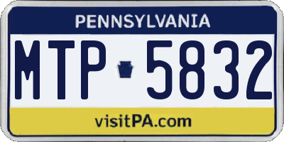 PA license plate MTP5832