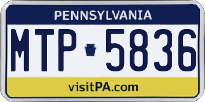 PA license plate MTP5836