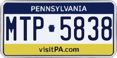 PA license plate MTP5838