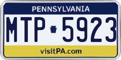PA license plate MTP5923
