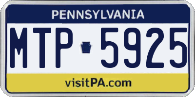 PA license plate MTP5925