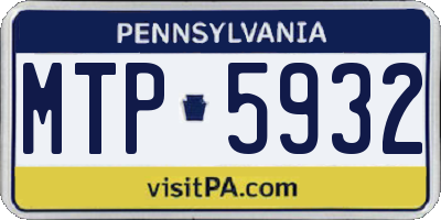 PA license plate MTP5932