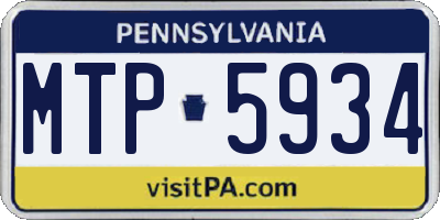 PA license plate MTP5934