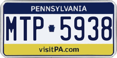 PA license plate MTP5938