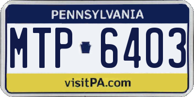 PA license plate MTP6403
