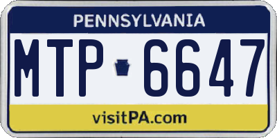 PA license plate MTP6647