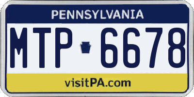 PA license plate MTP6678