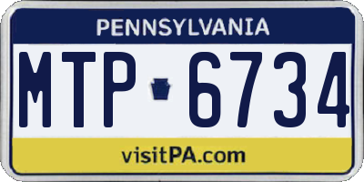 PA license plate MTP6734