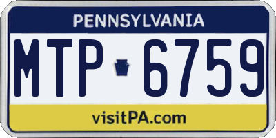 PA license plate MTP6759