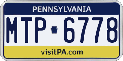 PA license plate MTP6778