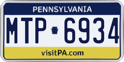 PA license plate MTP6934