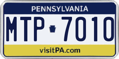 PA license plate MTP7010