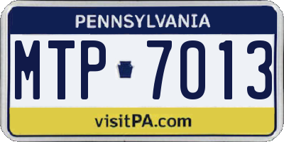 PA license plate MTP7013