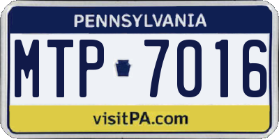 PA license plate MTP7016
