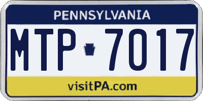 PA license plate MTP7017