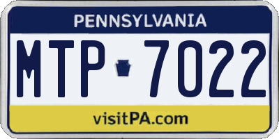 PA license plate MTP7022