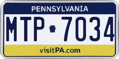 PA license plate MTP7034