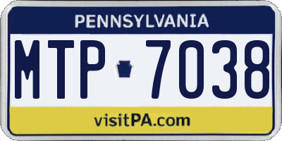 PA license plate MTP7038