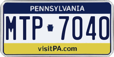 PA license plate MTP7040