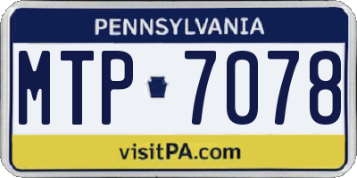 PA license plate MTP7078