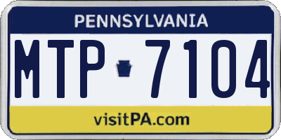 PA license plate MTP7104