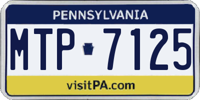 PA license plate MTP7125