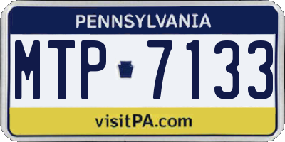 PA license plate MTP7133