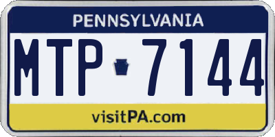 PA license plate MTP7144