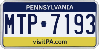 PA license plate MTP7193