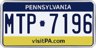 PA license plate MTP7196