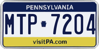 PA license plate MTP7204