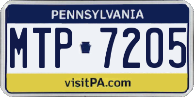 PA license plate MTP7205