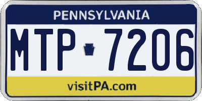 PA license plate MTP7206