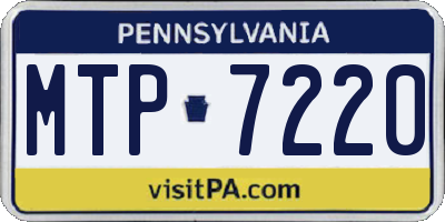 PA license plate MTP7220