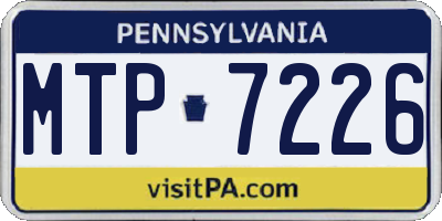PA license plate MTP7226