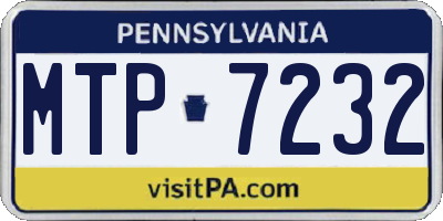 PA license plate MTP7232