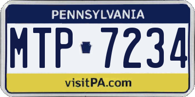 PA license plate MTP7234