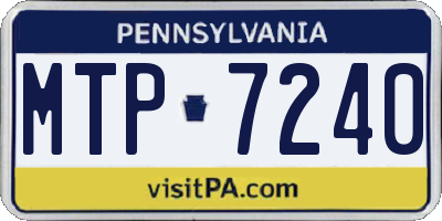 PA license plate MTP7240
