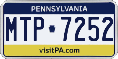 PA license plate MTP7252