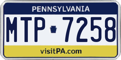 PA license plate MTP7258