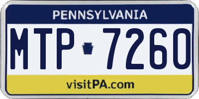 PA license plate MTP7260