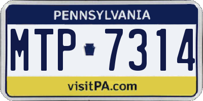 PA license plate MTP7314